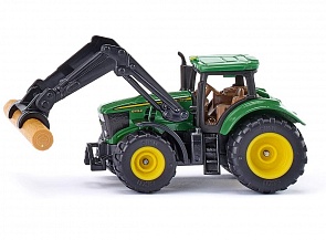 Трактор John Deere с фронтальным погрузчиком для захвата брёвен (Siku, 1540)